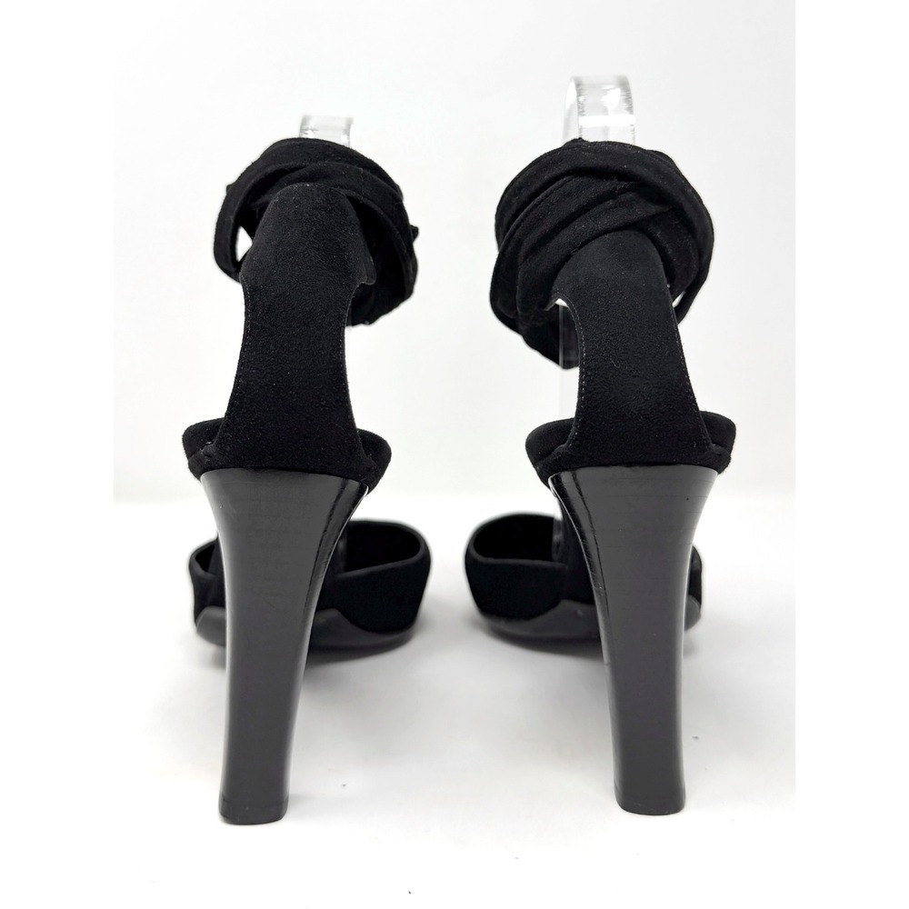 Gucci Black Suede Ankle Wrap Pumps Block Heel Square Toe 8.5 - Picture 5 of 10
